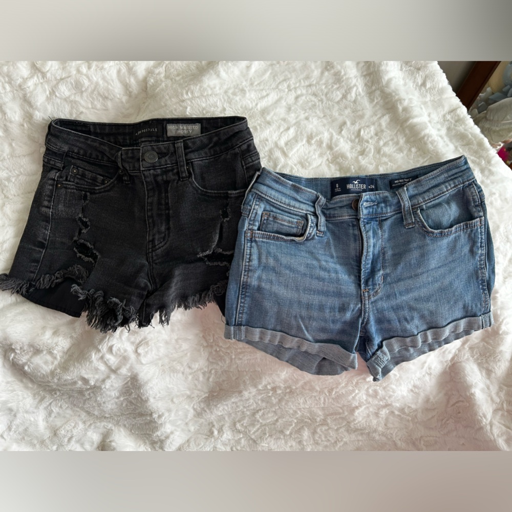 Hollister mid rise short 3” & black ripped Aeropostale high waisted jean shorts